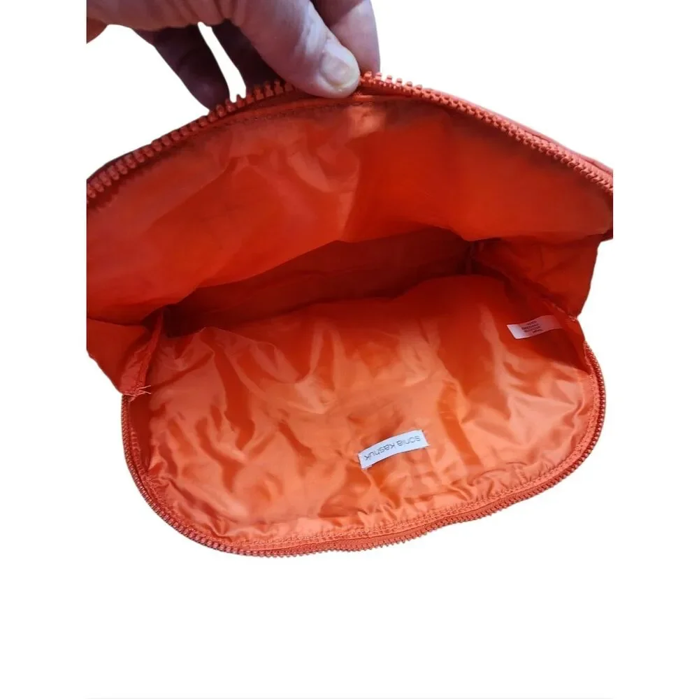 Sonia Kashuk Cosmetic Bag Set  Coral Quilted Zip Up